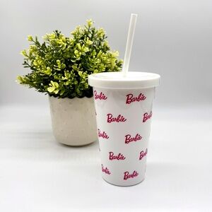 BARBIE Cup With Screw Cover And Straw Brand New